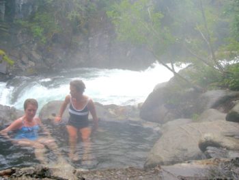 Enjoying a hot springs soak. Baranof Warm Springs Bay.